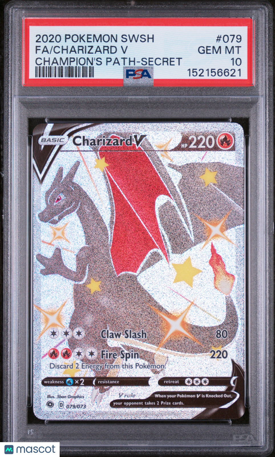 2020 Pokemon Sword & Shield Champion's Path Charizard V Path-Secret Fa PSA 10
