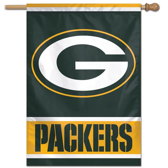 Green Bay Packers Wordmark Vertical House Flag 28x40"