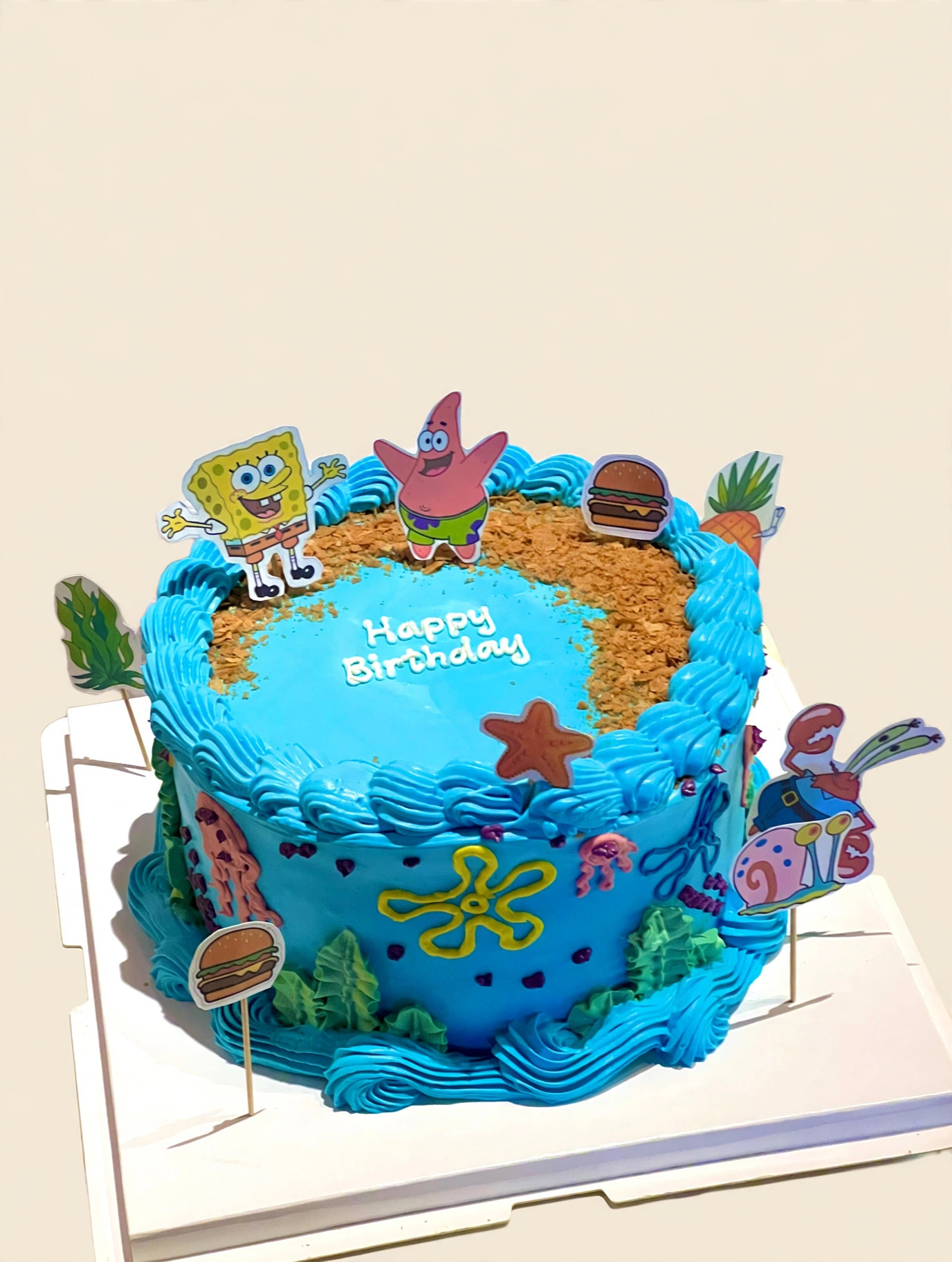 SpongeBob Ocean Party Cake — HoneyMe Bakery, Bellevue