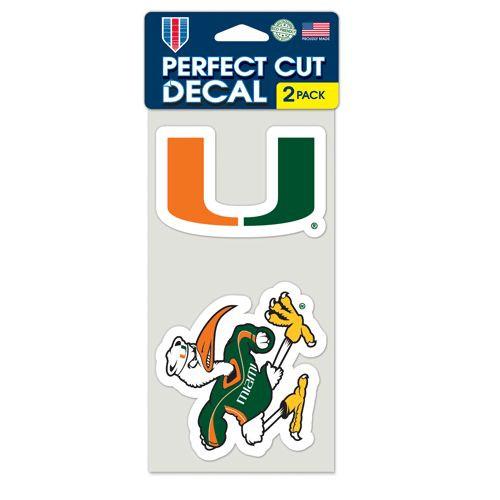 Miami Hurricanes Perfect Cut Decals 2 pack