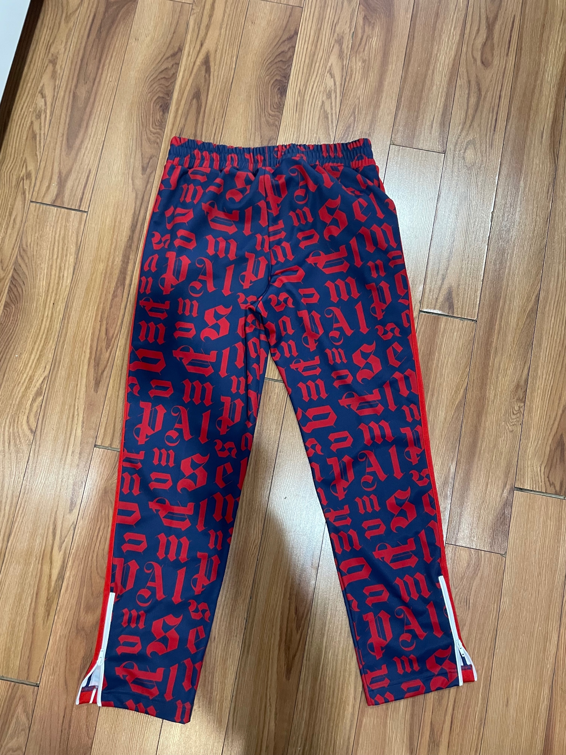 Palm Angels Navy and Red Monogram Track Pants, size XL, preowned condition — photo 2 of 2