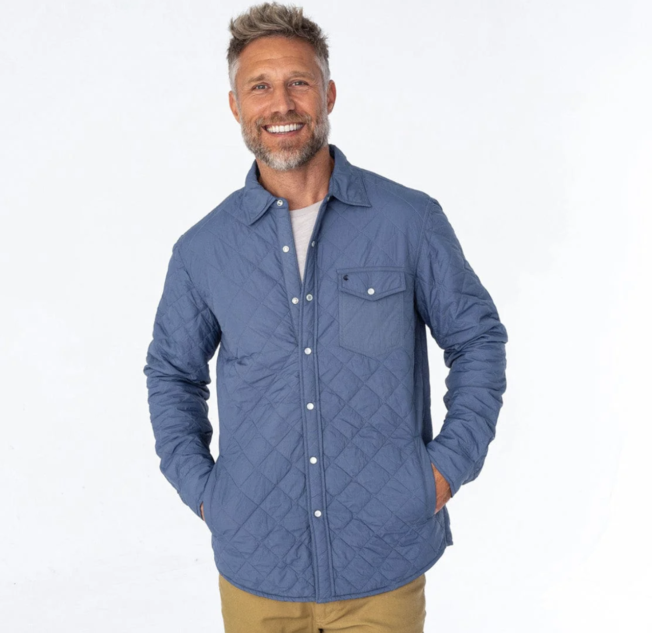 Quilted Shacket - Multiple Colors - Medium, Slate Blue