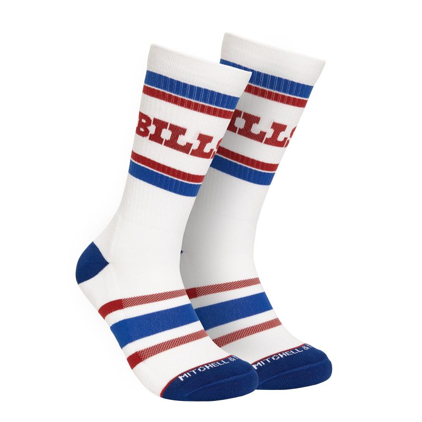 Buffalo Bills Retro Mitchell and Ness Team Stripes Crew Socks