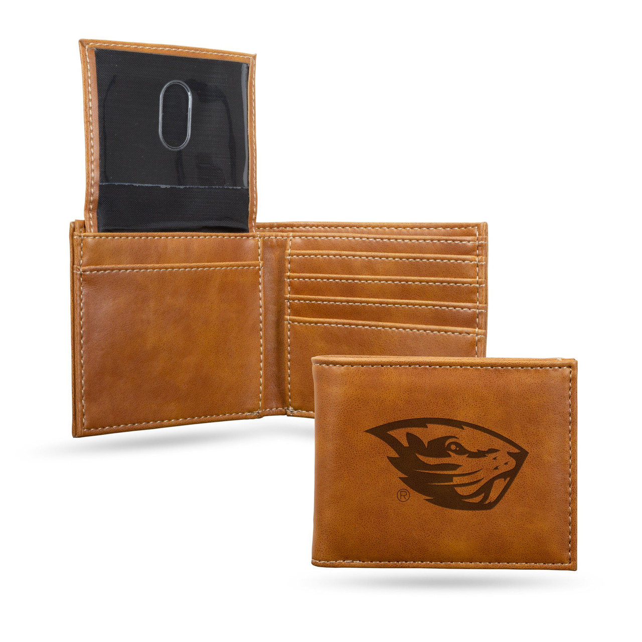 Oregon State Beavers Laser Engraved Billfold Leather Wallet
