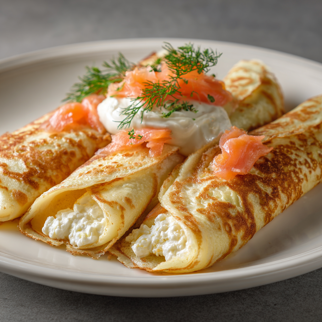 Blintzes with Salmon and Cheese