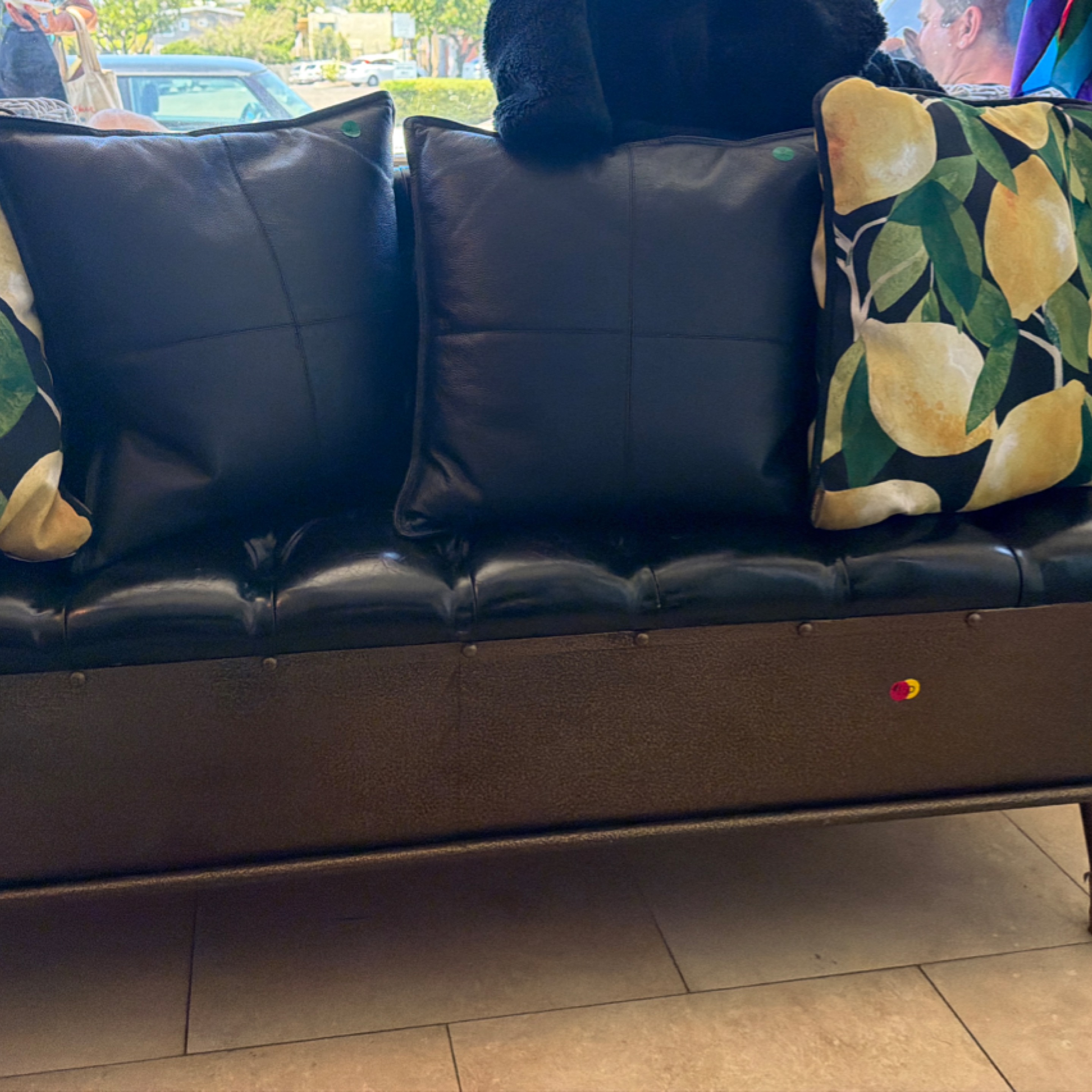 Metal and Leather Bench