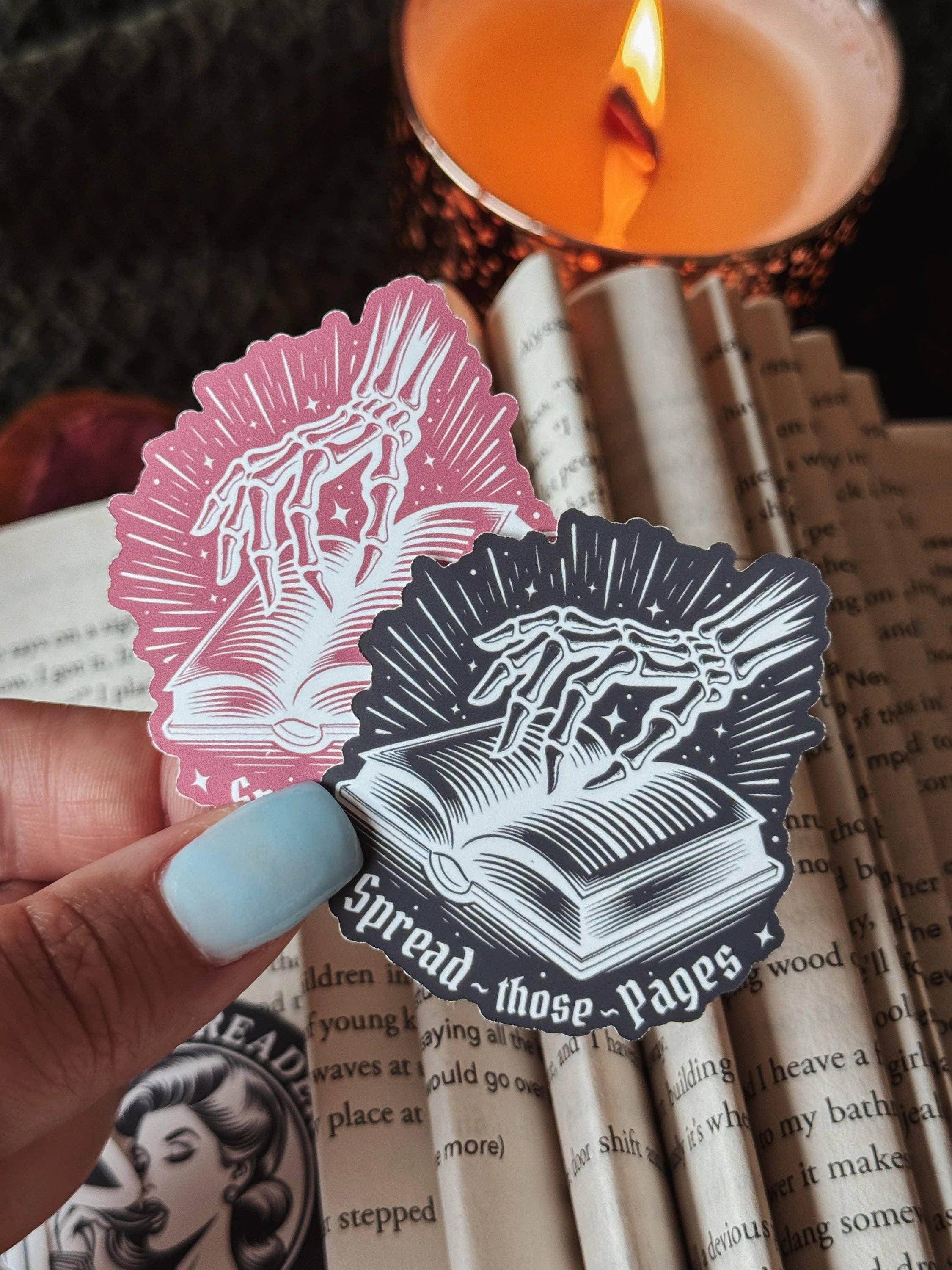 Spread Those Pages Sticker: Pink, Matte WITH laminate