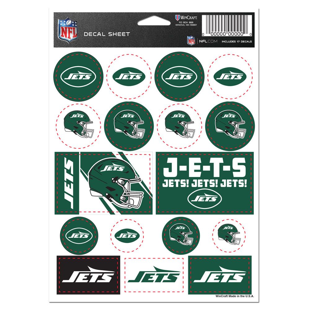 New York Jets Vinyl Decal Sheet 5x7"