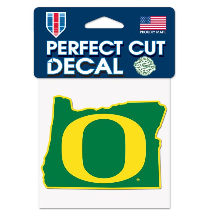 Oregon Ducks Die Cut State Decal 4x4"