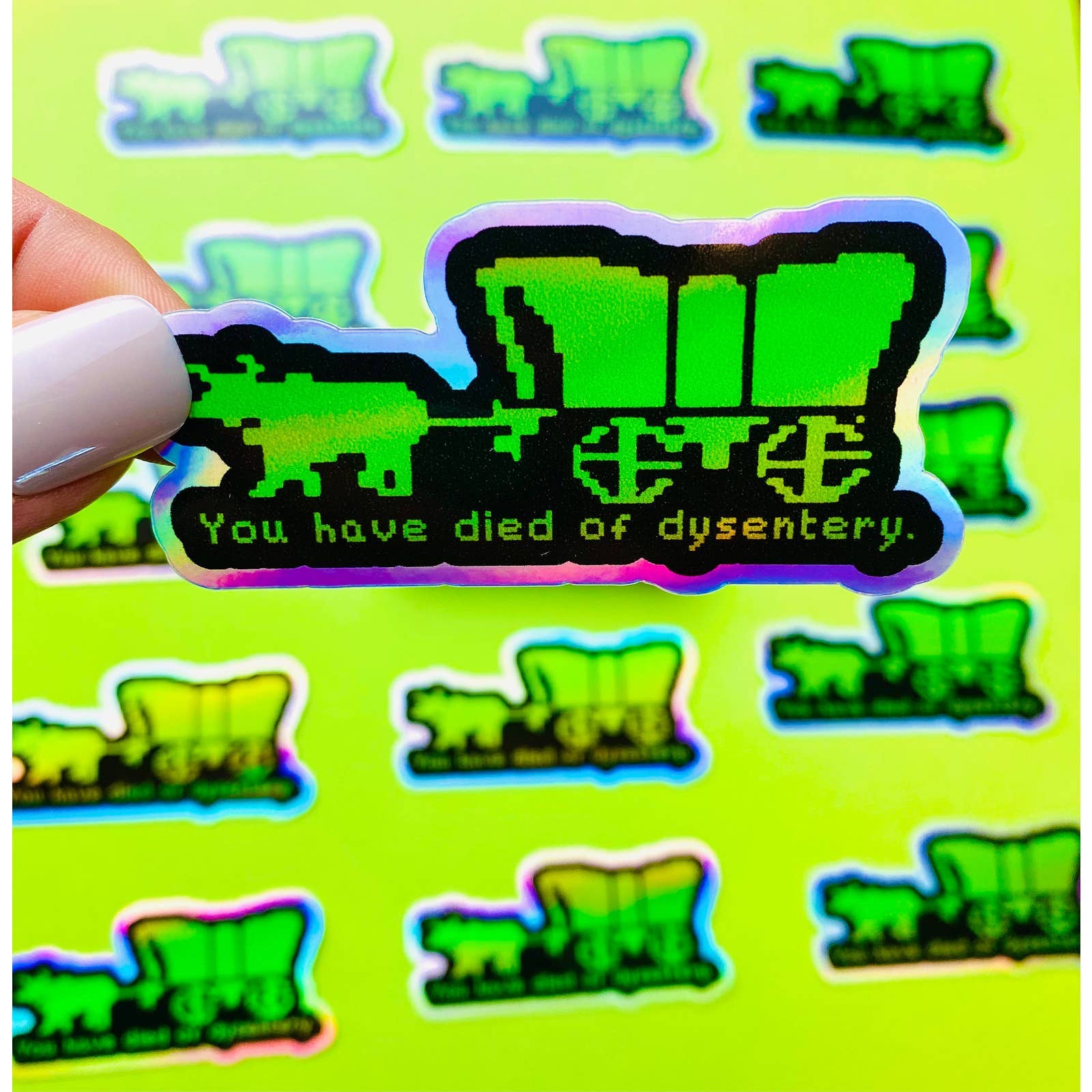 Otto's Grotto - Oregon Trail Sticker HOLOGRAPHIC Eighties Sticker 1980s