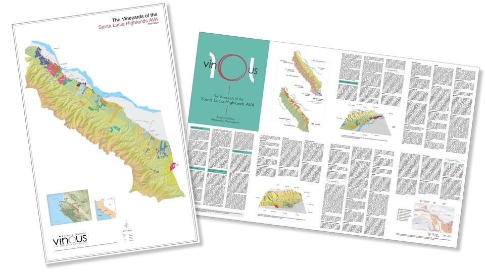 Vinous Map of the Santa Lucia Highlands - Flat, Premium Paper 34x22