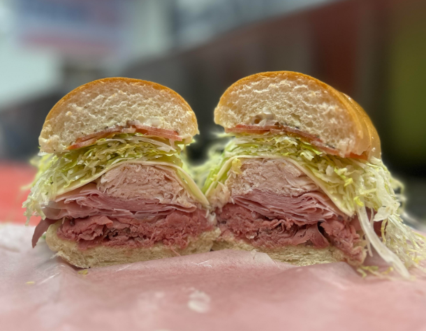 Triple stack roast beef turkey ham hero sandwich — Town Hero Subs, Palm Beach County