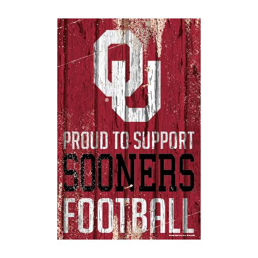 Oklahoma Sooners Proud to Support Wooden Sign 11x17"
