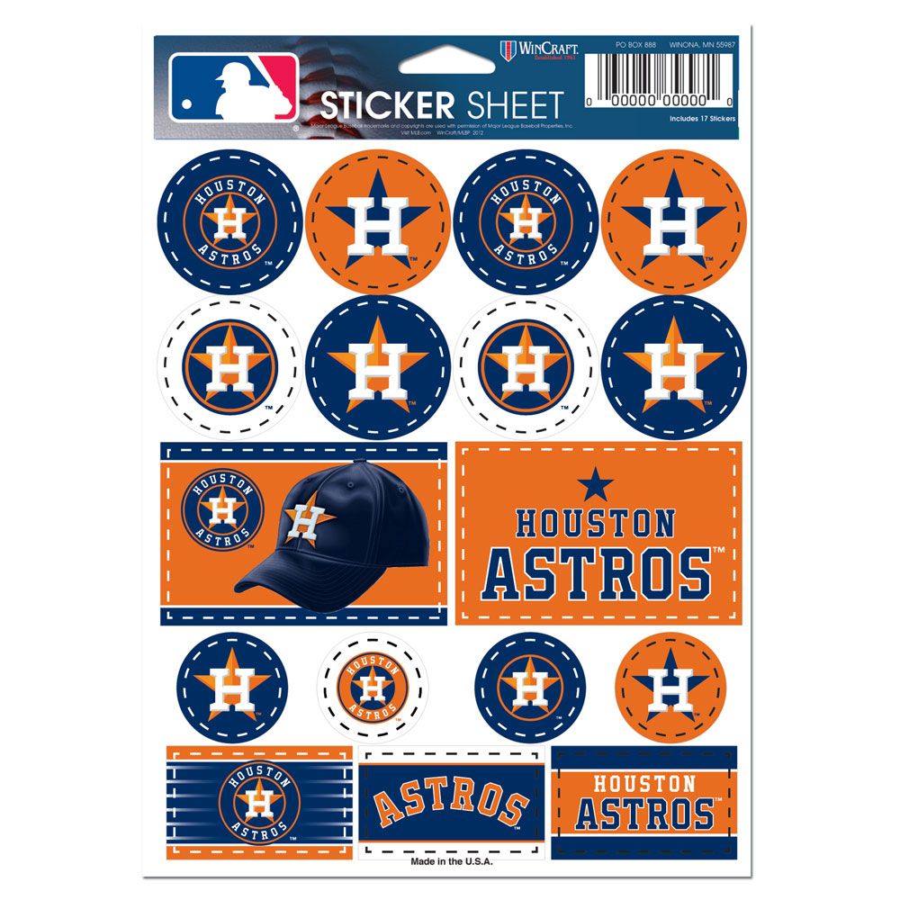 Houston Astros Vinyl Decal Sheet 5x7"