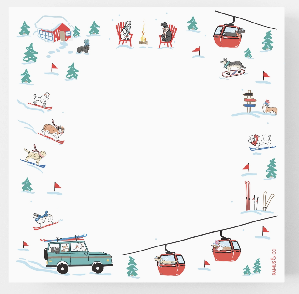 Ski Dogs Square Notepad
