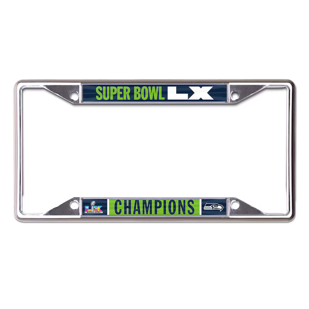 Seattle Seahawks Super Bowl LX Champions Laser Chrome License Plate Frame