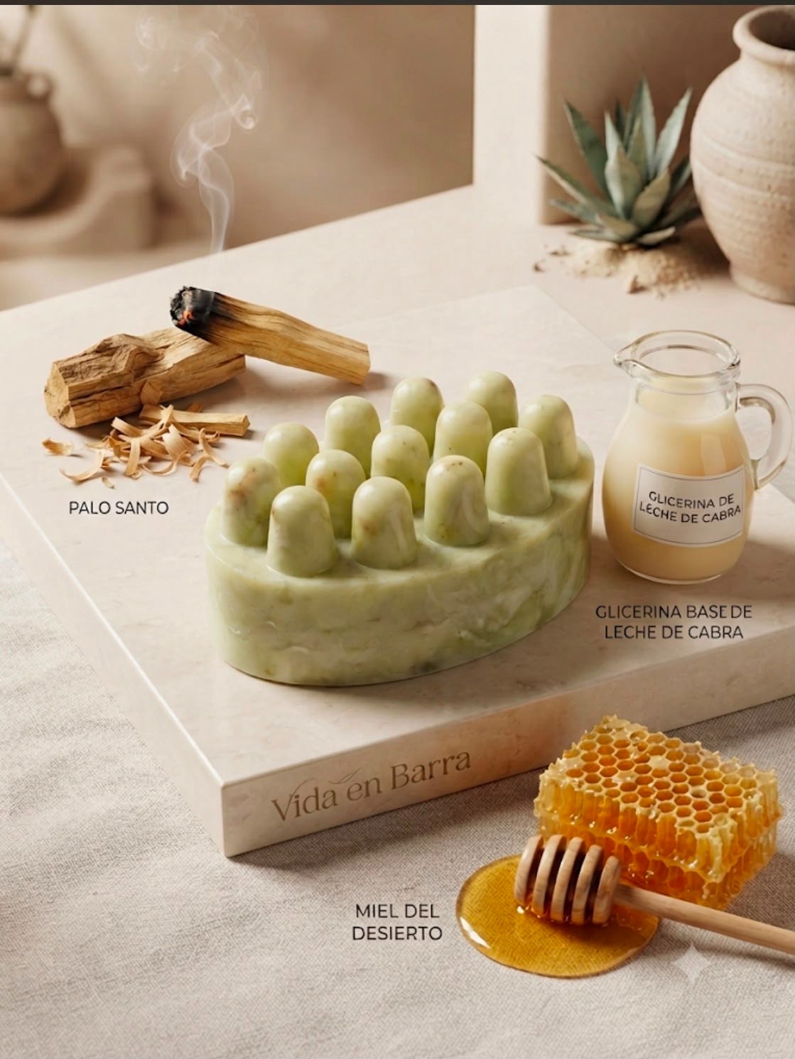 Jabon palo santo , con miel y gliserina vegetal y leche de cabra