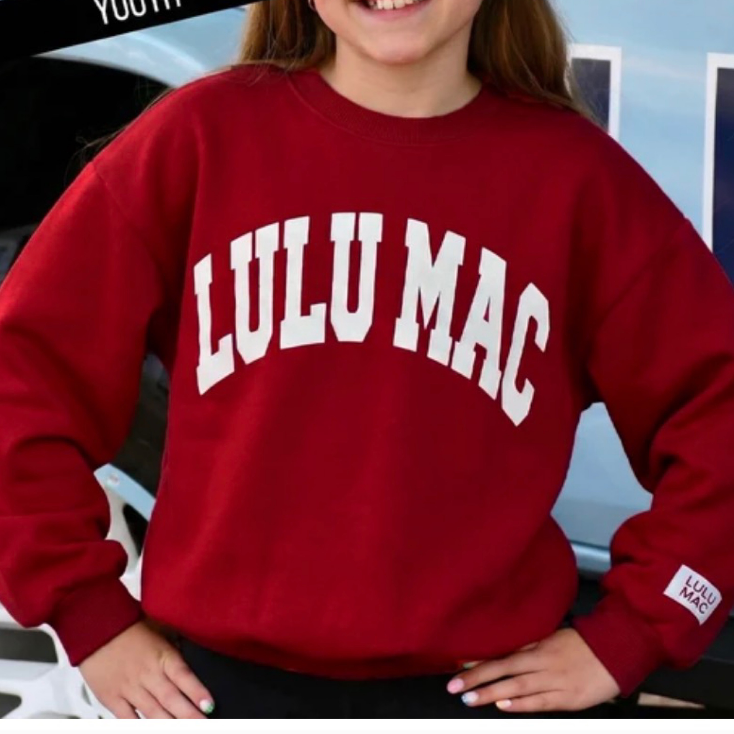 LuluMac Kids Crimson/white puff — Bama Tan boutique, Tuscaloosa AL