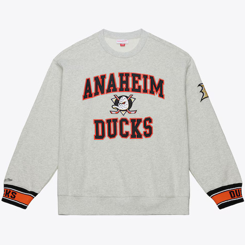 Anaheim Ducks Team Celebration Mitchell and Ness Crew Sweatshirt