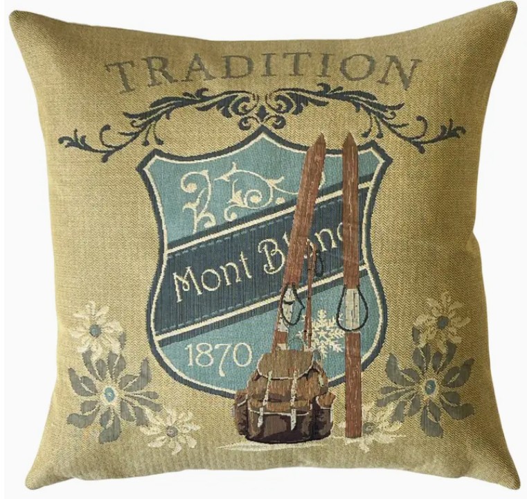 Mont Blanc with Skis Pillow 18"x18"