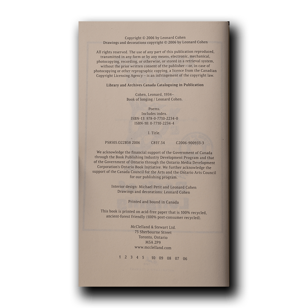Cohen, Leonard -- Book of Longing [Book]
