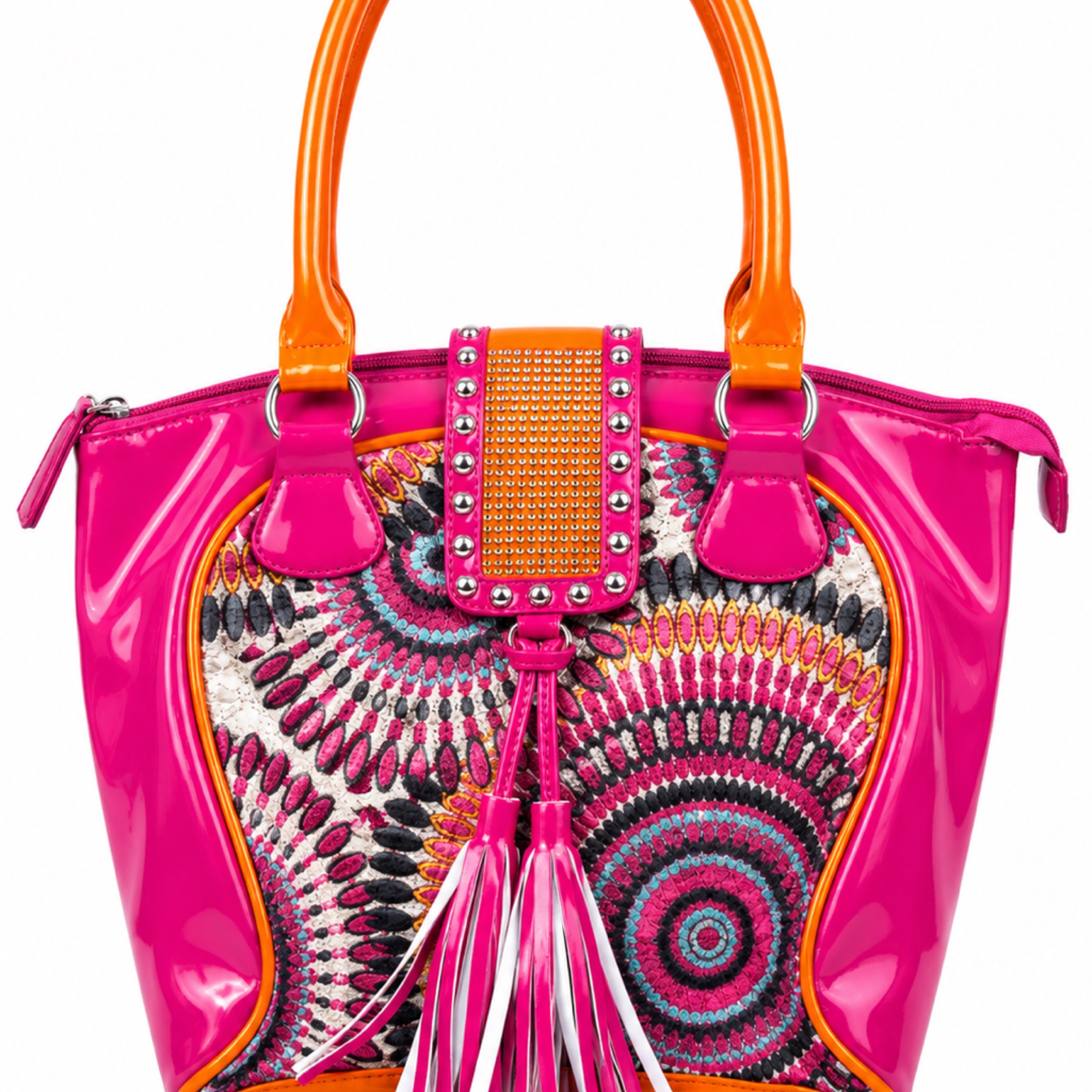 Bright Pink Embroidered Fashion Handbag