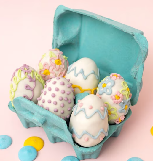 6 egg shaped cake pops