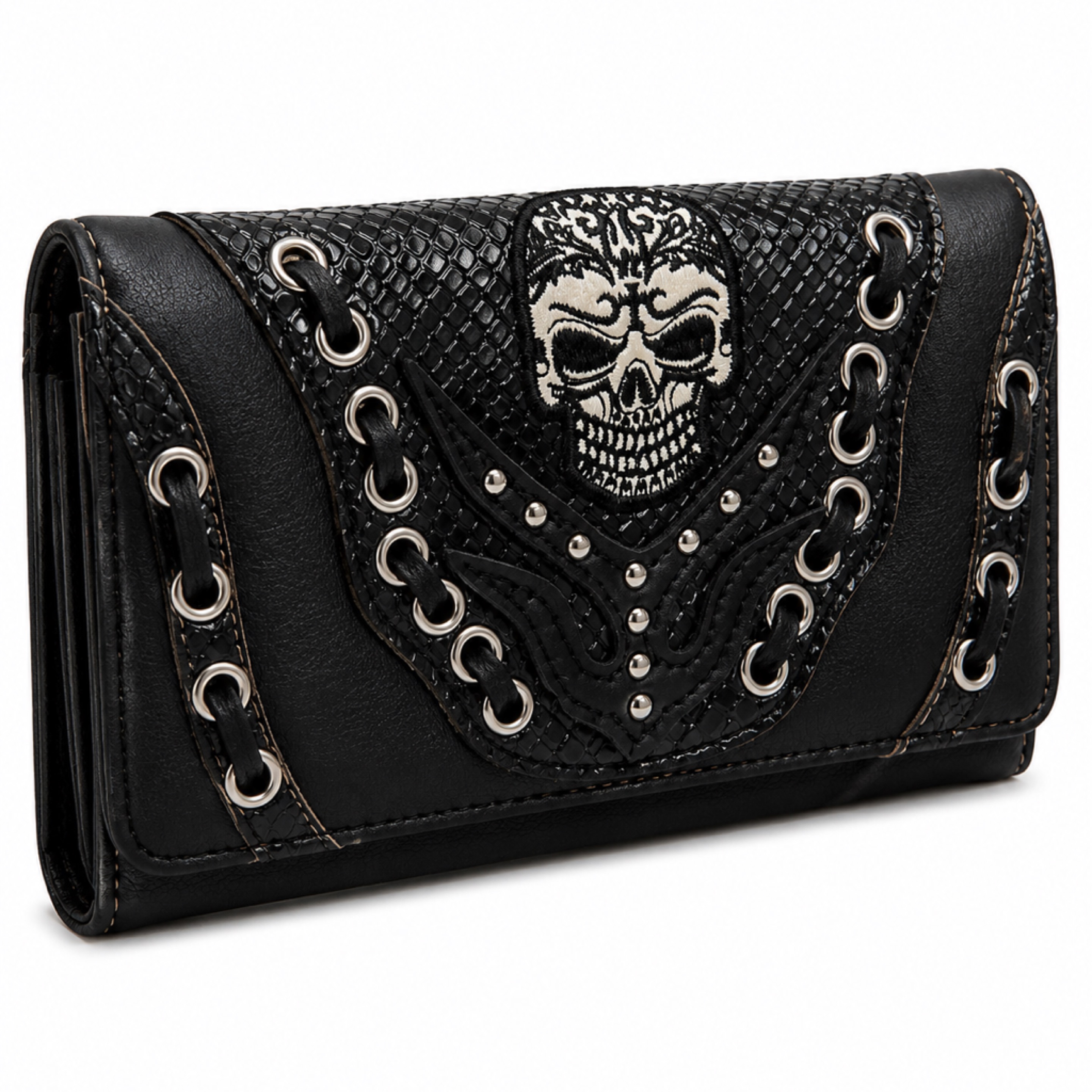 Gothic Skull Lace-Up Wallet