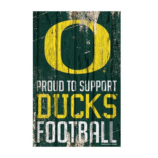Oregon Ducks Proud to Support Wooden Sign 11x17"