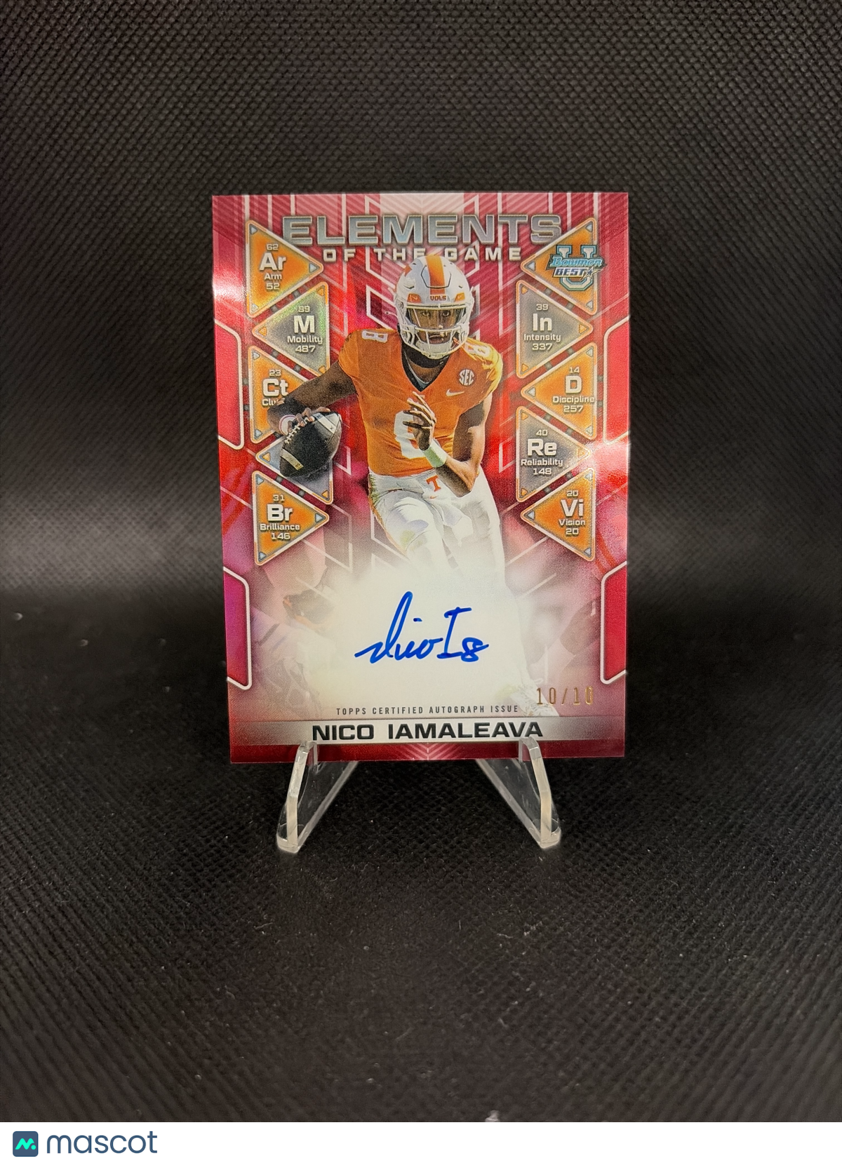 2024 Bowman Elements of the Game Nico Iamaleava Red Refractor Auto /10