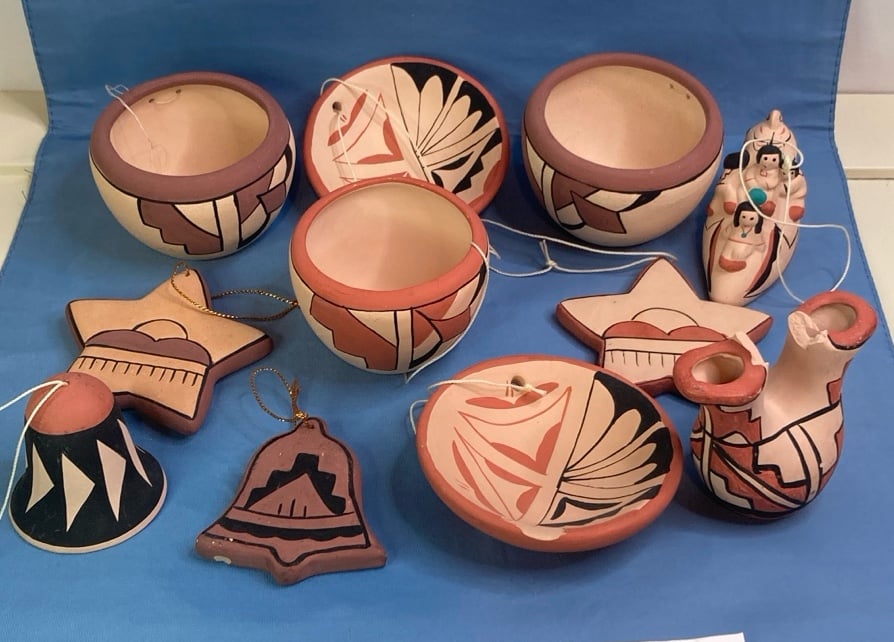 NATIVE AMERICAN CLAY 11 Piece ORNAMENTS READ