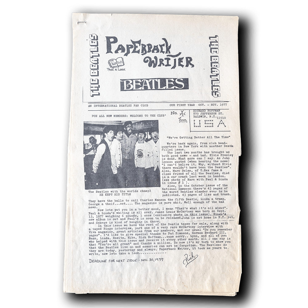 Paperback Writer -- Beatles International Fan Club [Miscellaneous Ephemera]
