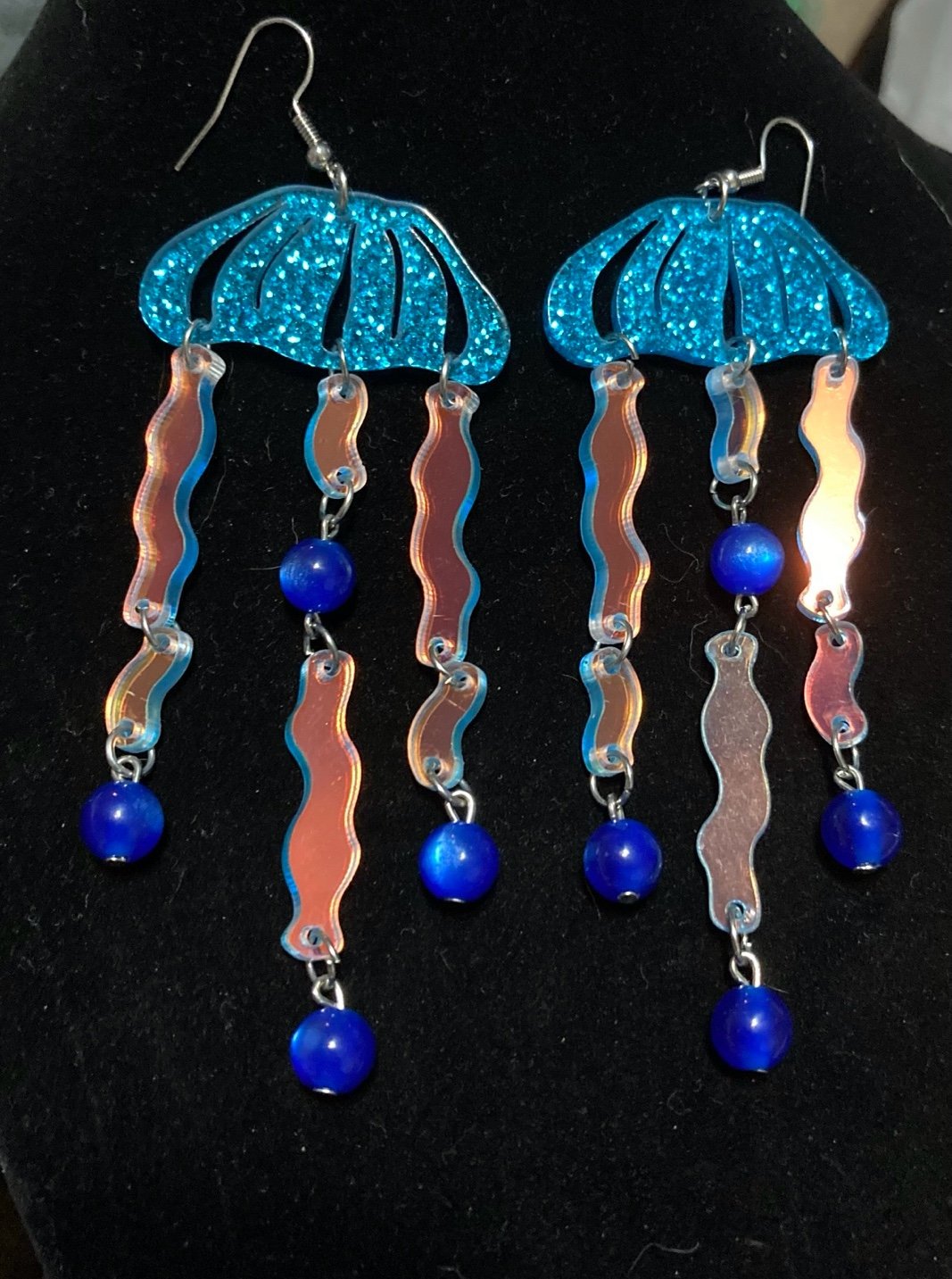 Shimmering Jellyfish Acrylic Dangling Long Earrings