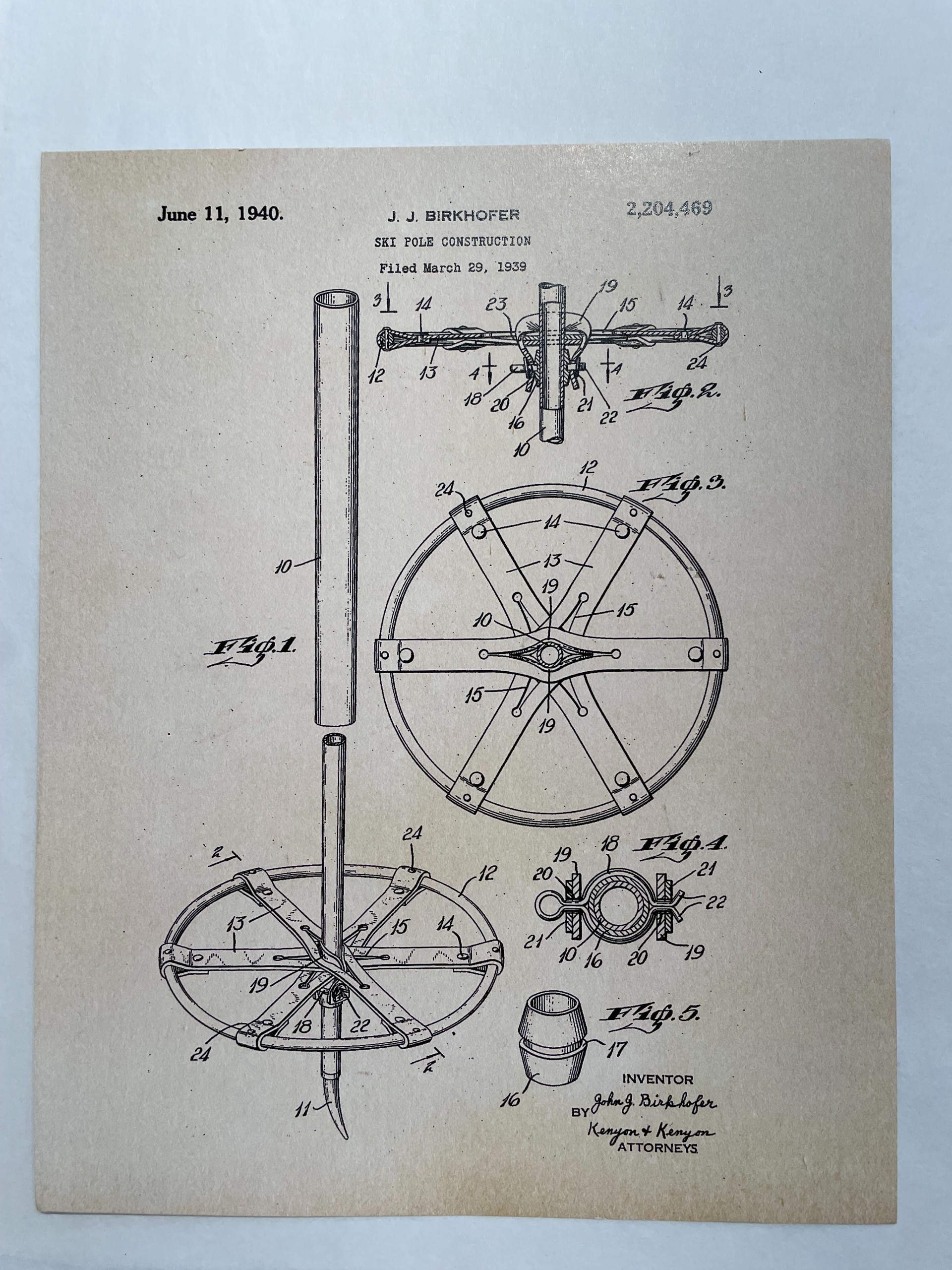 Ski Pole Patent Print 8"x10"