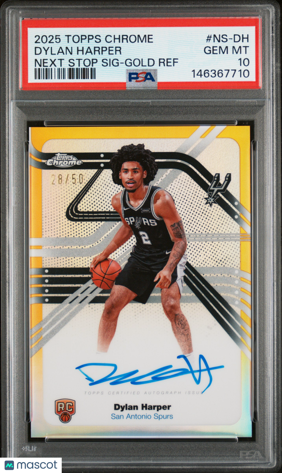 2025 Topps Chrome Next Stop Signatures Dylan Harper #NS-DH Gold Ref /50 PSA 10