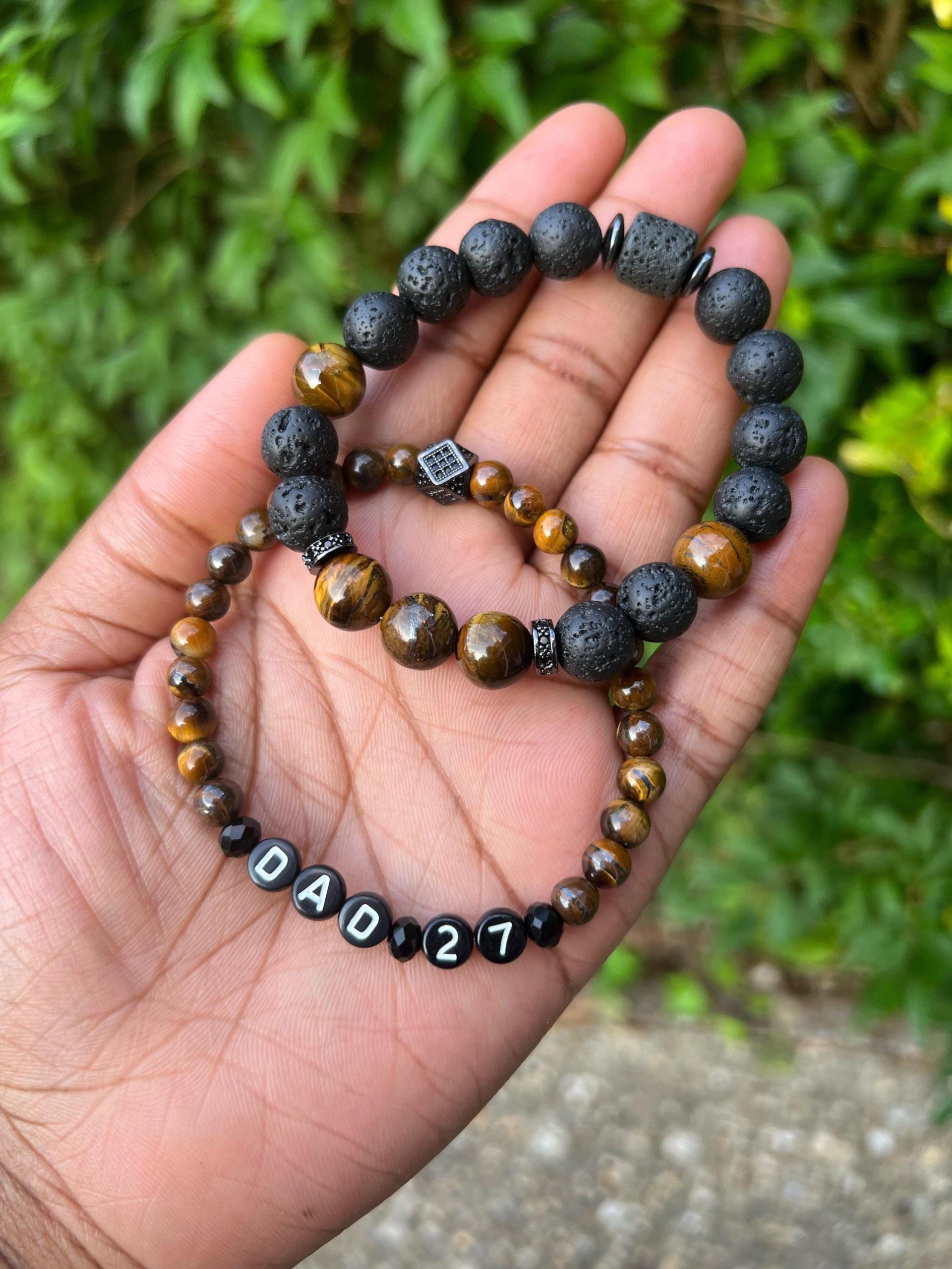 Tiger Eye & Lava Rock Bracelet Set view 2