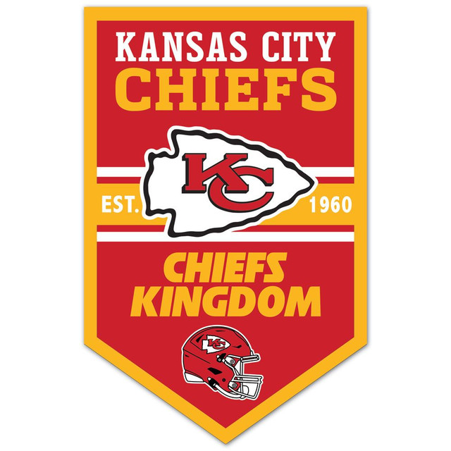Kansas City Chiefs Chevron Wood Banner Sign 11x17"
