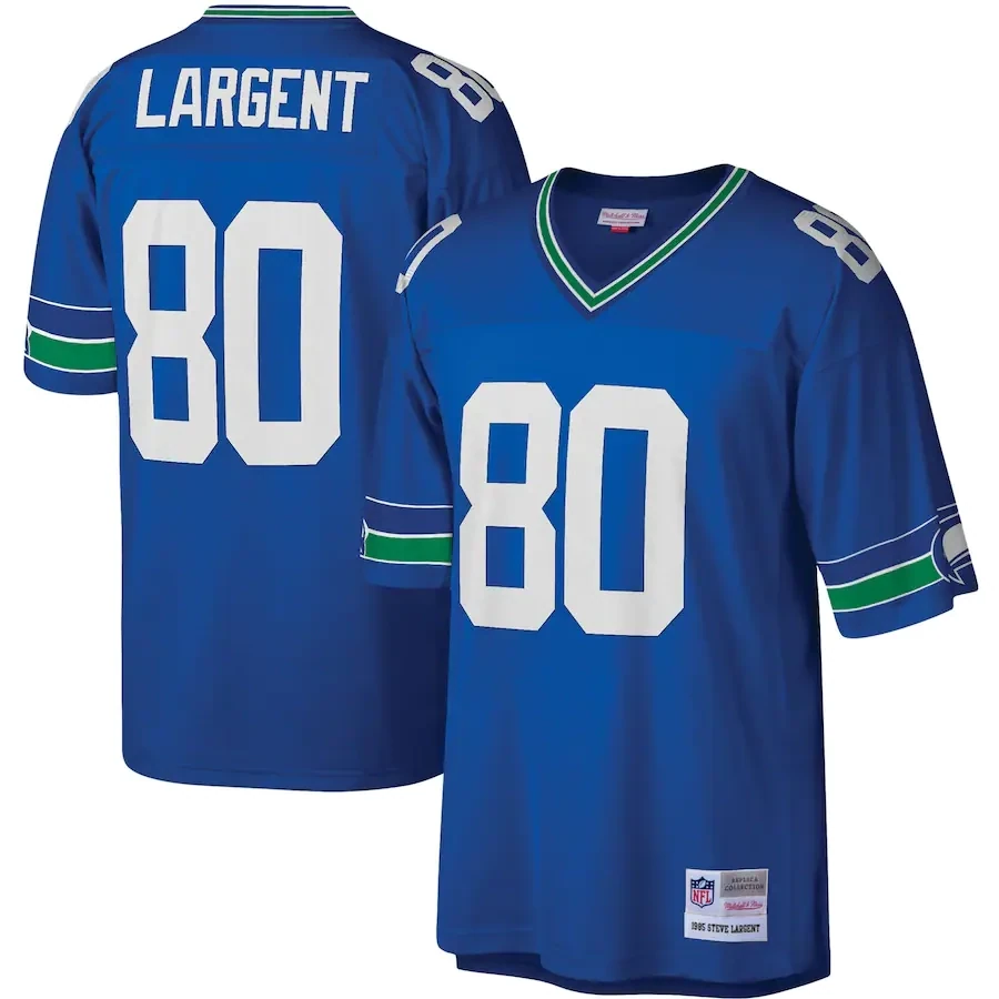Seattle Seahawks 1985 Steve Largent #80 Royal Blue Mitchell and Ness Jersey