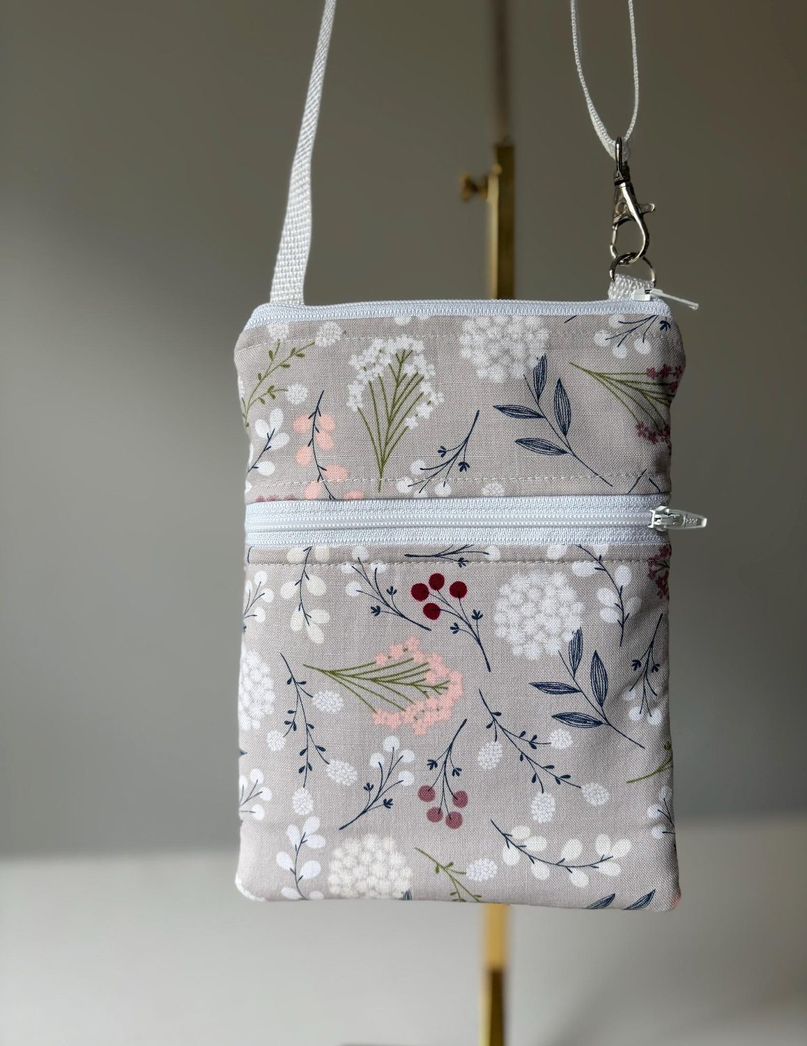 Small Crossbody Bag – Dandelions on Gray, photo 2 of 7
