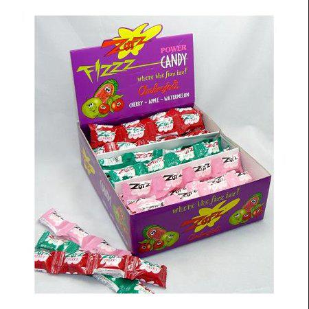 Zotz Fizz Power Candy 48 Count 4 Piece Strings Cherry, Apple, Watermelon