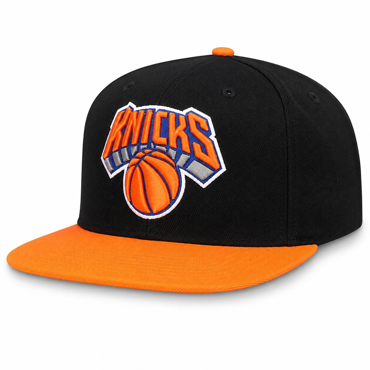 New York Knicks Black/Orange Mitchell and Ness Snapback Hat