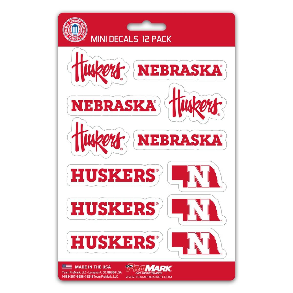 Nebraska Huskers Mini Decals 12pk Set