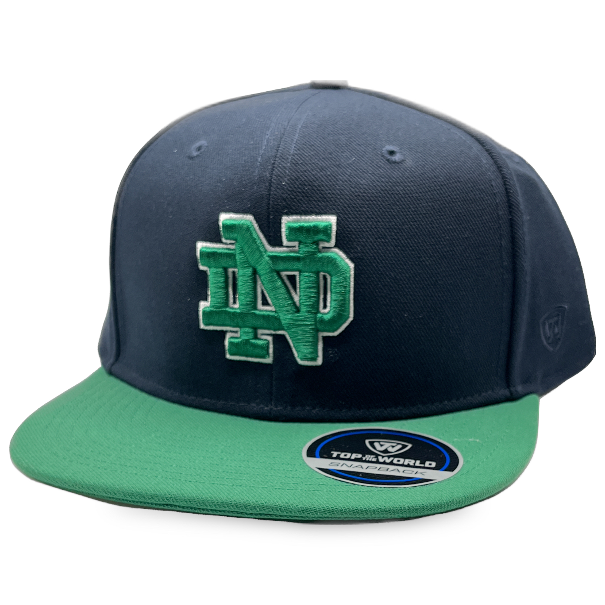 Notre Dame Navy/Green Victory Top of the World Snapback Hat