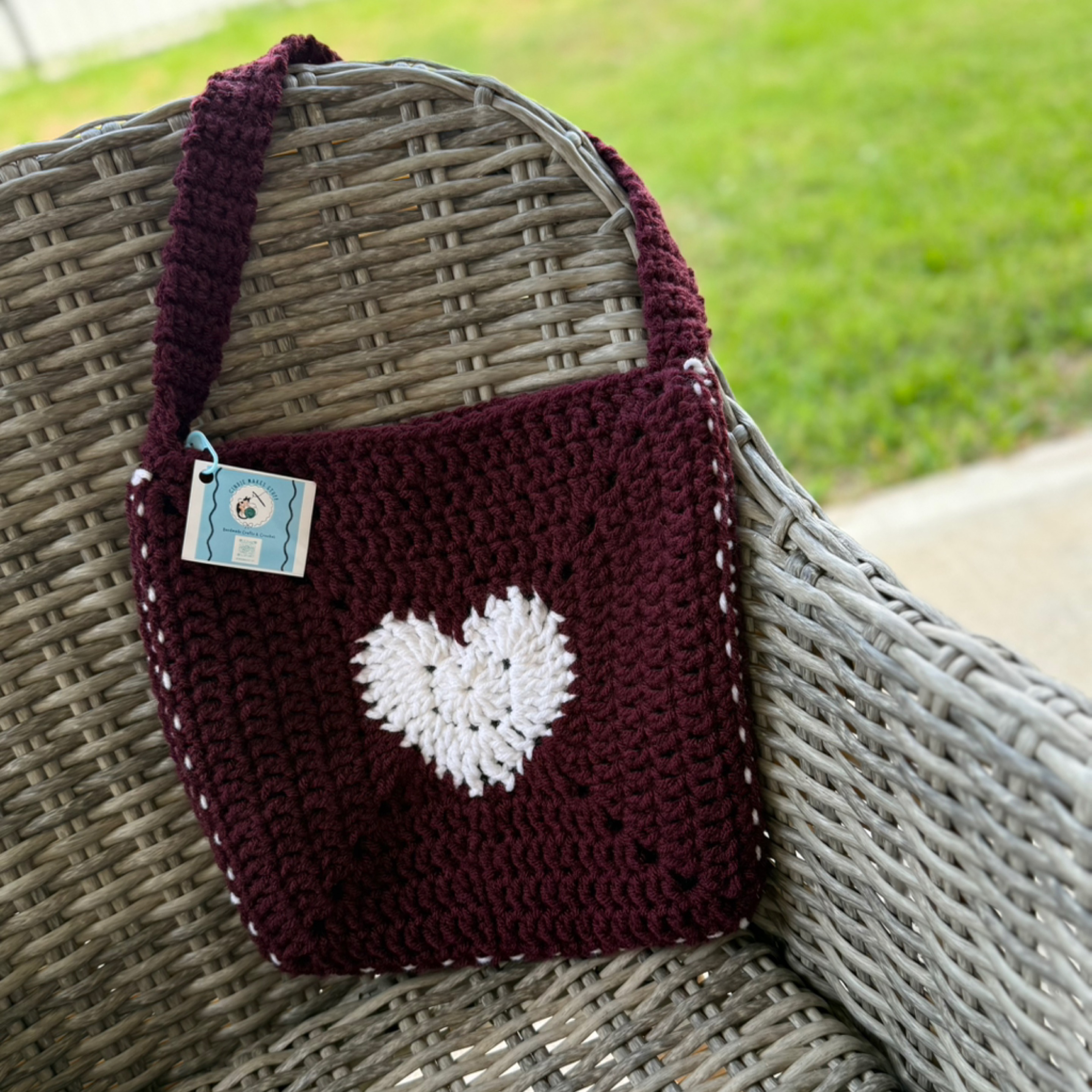 Maroon Heart Tote