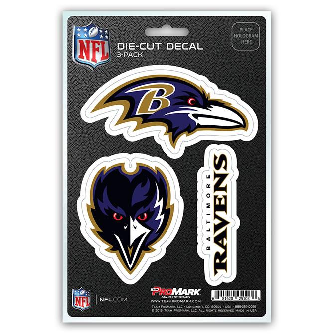 Baltimore Ravens Die Cut Team Decals 3pk