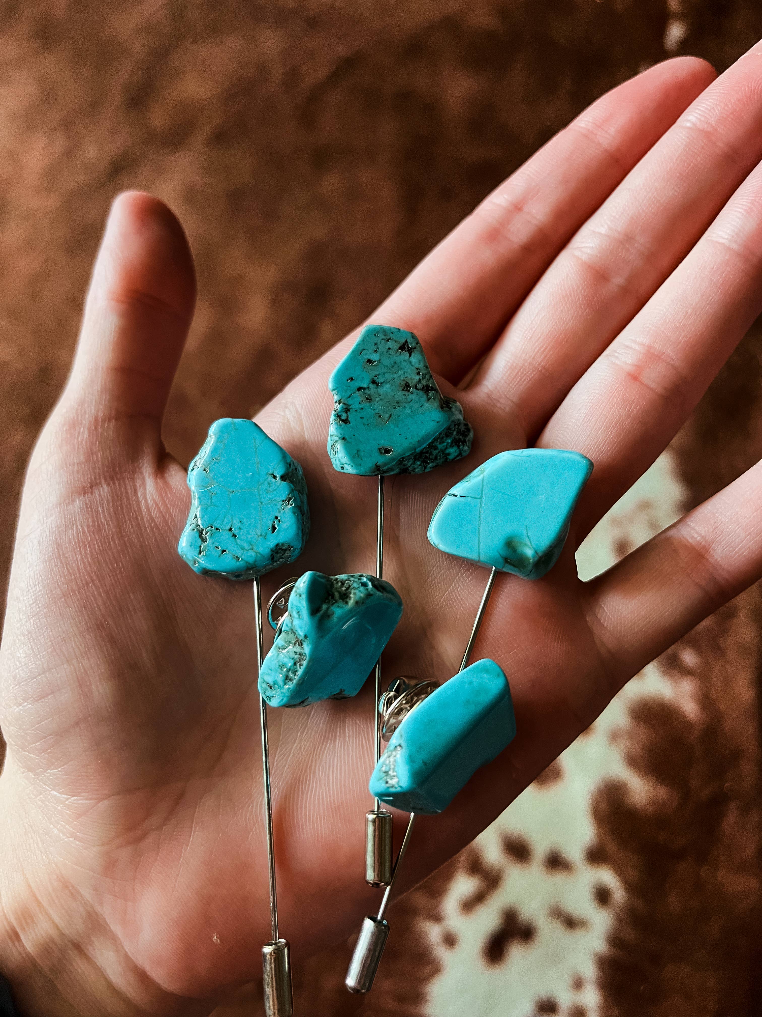 Turquoise Slab Pin For Hat