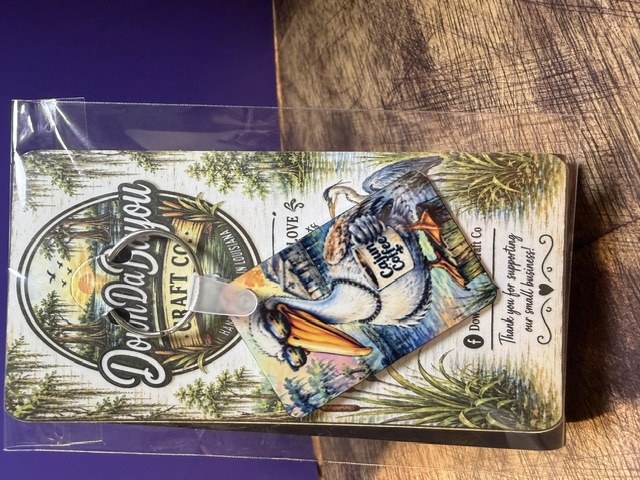 Pelican Metal Keychain — Cajun Coffee Louisiana Design, Handmade Gift