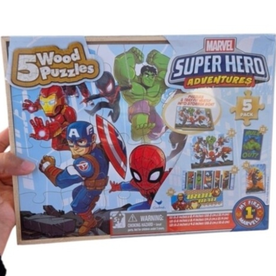 2019 Marvel Super Hero Adventures 5-Pack Wood Puzzles
