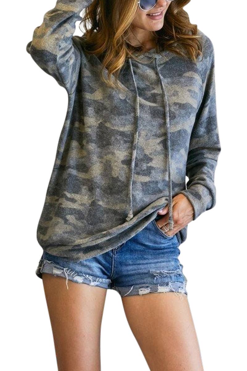 Camo Drawstring Hoodie