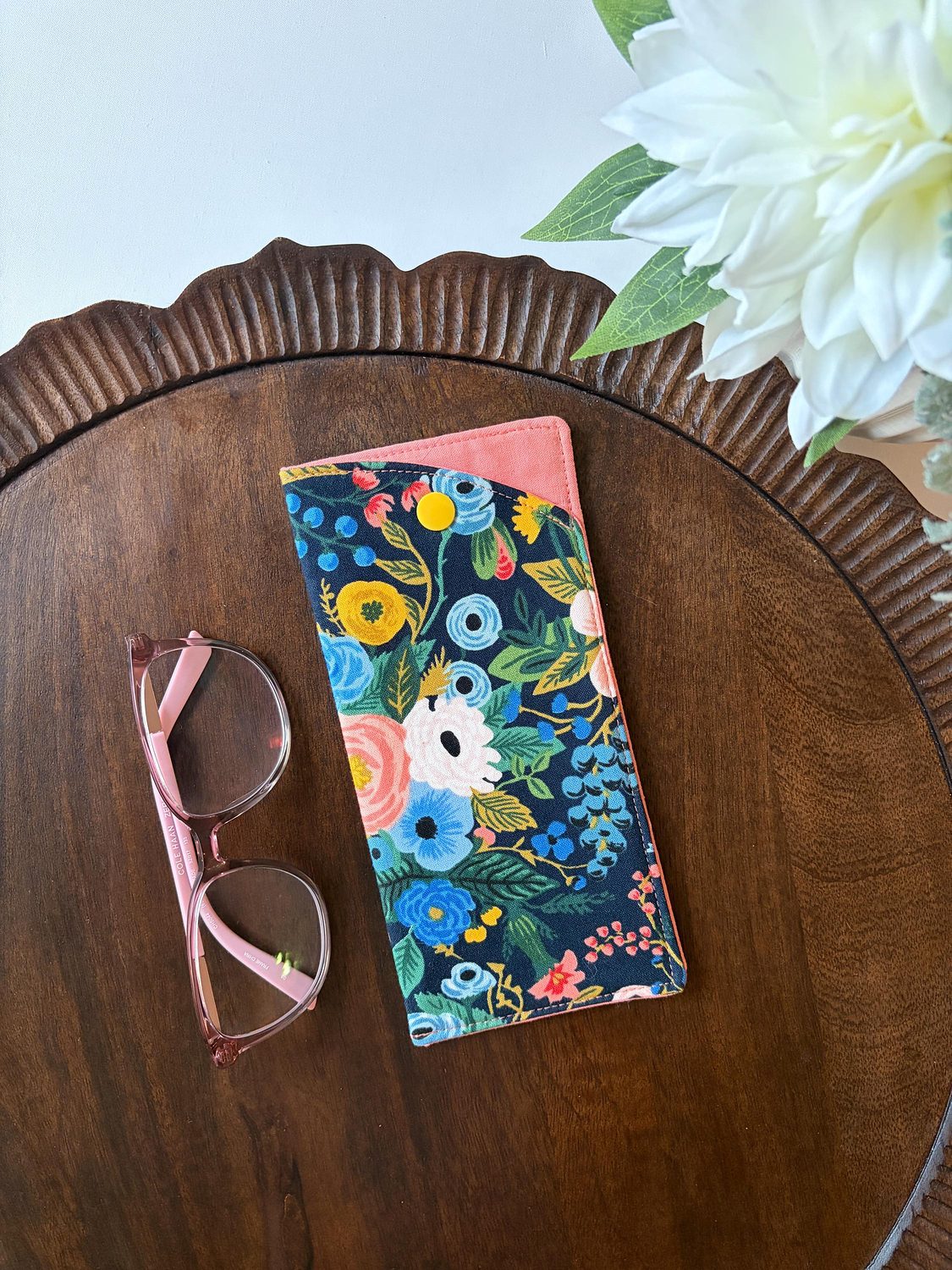 Glasses Case – Garden Party Navy – handmade glasses case
